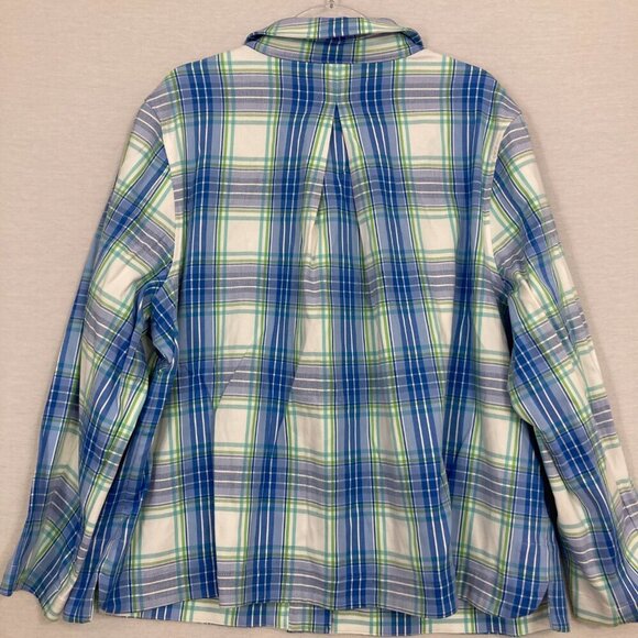 Isaac Mizrahi Blue White Plaid Snap Button Soft Stretch Jacket size 2X - Picture 10 of 11
